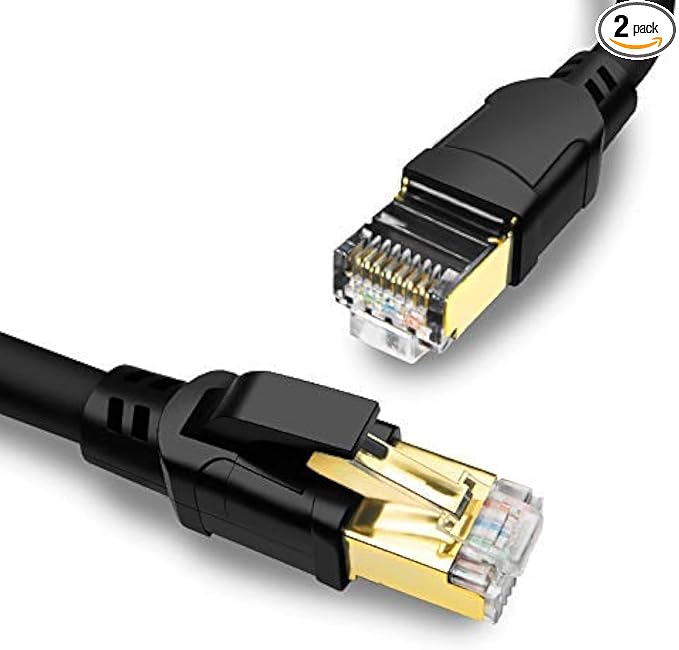 Yauhody CAT8 Ethernet Cable 3 ft 2 Pack, High Speed 40Gbps 2000MHz SFTP by Yauhody