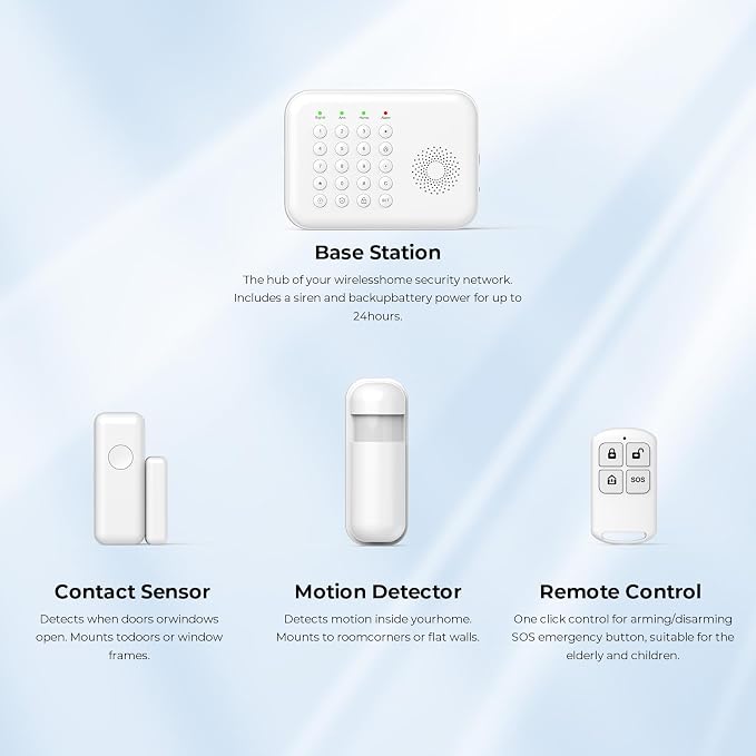Wireless Home Security System, 8-Piece DIY Kit, No Monthly Fees, WiFi & 4G - Image 6