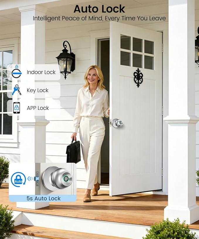 Fingerprint Door Lock, Smart Fingerprint Door Knob - Image 4