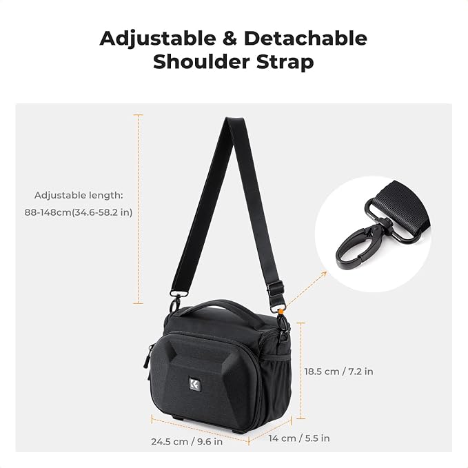 K&F CONCEPT Hardshell Camera Bag, Crossbody Camera Sling Bag - Image 5