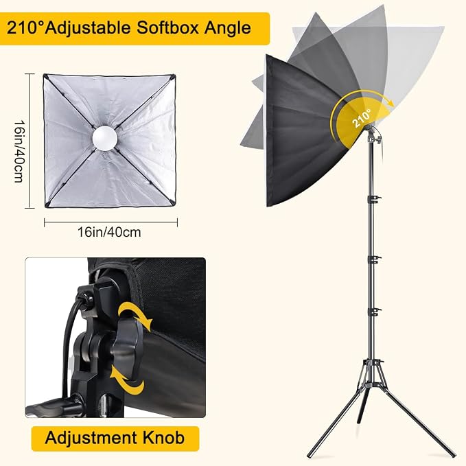 MOUNTDOG Softbox Lighting Kit, 2X 16'' x 16'' Photography Softbox Lighting - Image 2