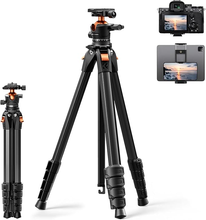 K&F CONCEPT 63" Aluminum Travel Tripod by KFCONCEPT