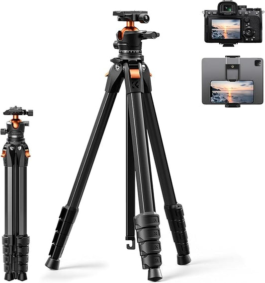 K&F CONCEPT 63" Aluminum Travel Tripod by KFCONCEPT