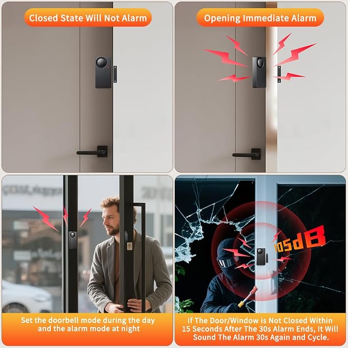 WSDCAM 110dB Door Alarm with Remote, Wireless Anti-Theft When Opened, Door - Image 6