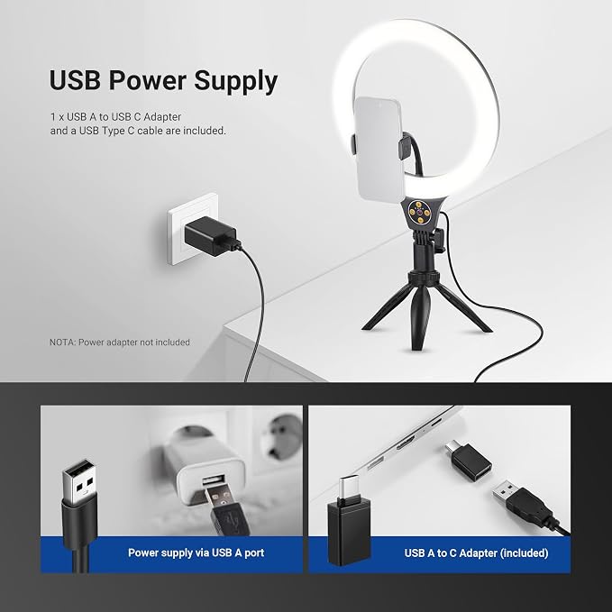 NEEWER Entry Level Version 10.5" Desk Ring Light w Tripod Stand/Phone Holder - Image 7