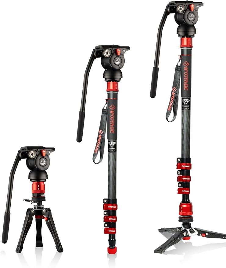 IFOOTAGE Monopod Cobra 3 C180F-P+K5S, 1/4'' & 3/8'' Quick Release Compatible by IFOOTAGE
