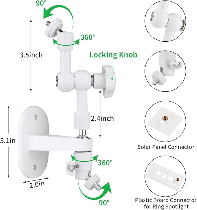 2-in-1 Wall Mount for Ring Solar Panel, Ring Stick Up Cam Battery, Spotlight - Image 4