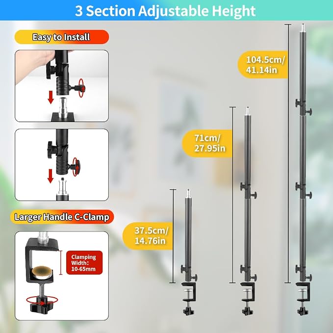 Heavy Duty Overhead Camera Desk Mount Stand 14.5"-41" - Image 6