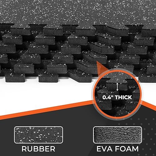 SUPERJARE 0.4'' Thick 6 Pcs 24 Sq Ft Rubber Top Exercise Equipment Mats - Image 4