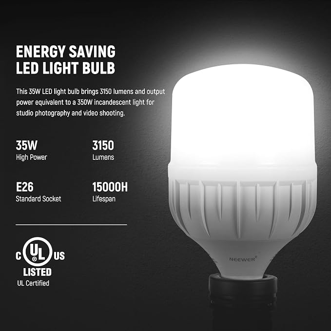 NEEWER 350W Equivalent Softbox Lighting Kit, 5700K LED Light Bulb, 24x24 inches - Image 5