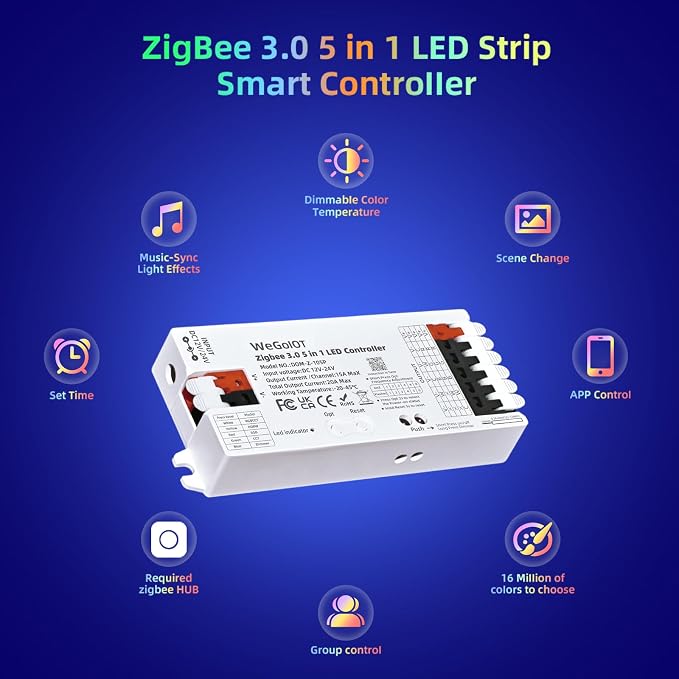 Zigbee 3.0 5-in-1 Smart LED Controllers, DIMMER WW/CW RGB RGBW RGBCCT Strips - Image 4