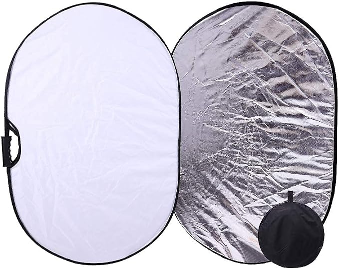 Portable Photography Silver and White Reflector Collapsible 2-in-1 Oval - Image 7