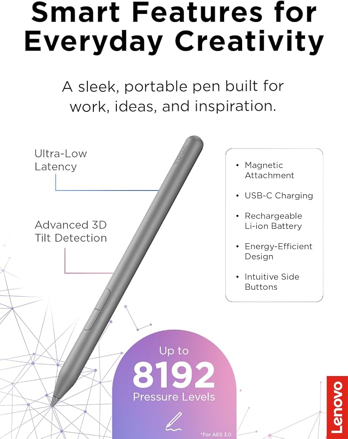 Lenovo Yoga Pen 2 with Magnetic Pen Case, AES 3.0 Stylus with 8192 Pressure - Image 3