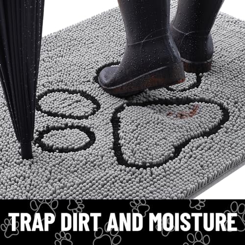 Smiry Dog Door Mat for Muddy Paws, Absorbent Non Slip Dirt Trapper - Image 2