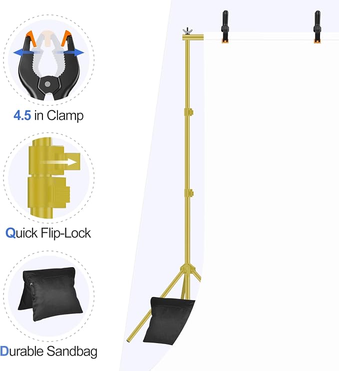 EMART Backdrop Stand 10x7ft Photo Studio Adjustable Background Stand Support kit - Image 4