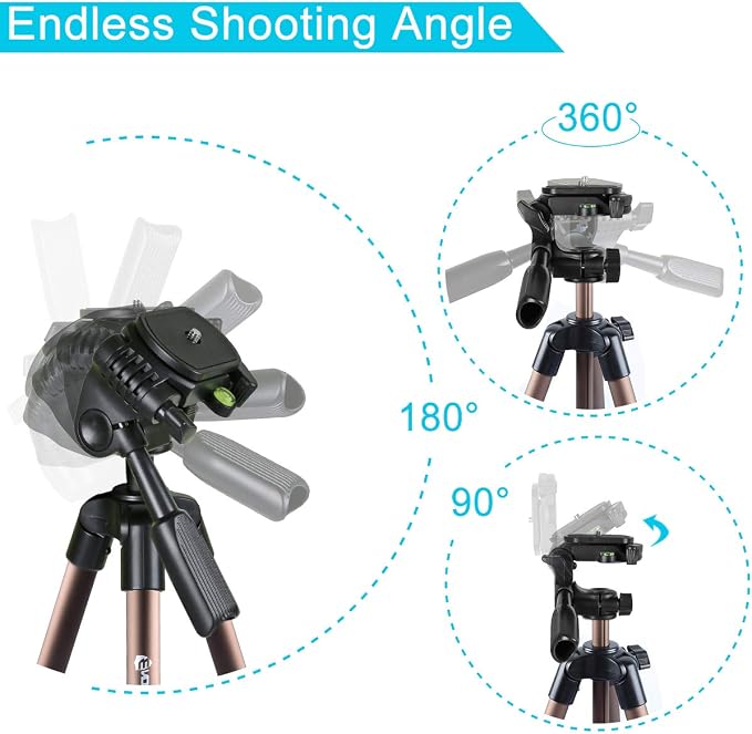 Endurax 60'' Tripod for Camera Canon Nikon DSLR, Camera Phone Tripod - Image 3