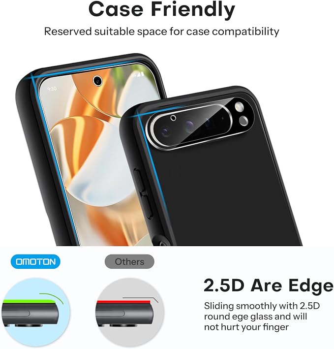 OMOTON for Google Pixel 9 Pro Screen Protector 6.3 inches, 3 Pack Tempered - Image 6