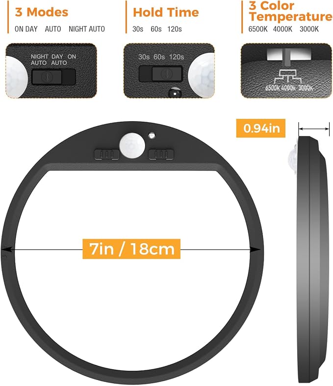 slochi 2Pack Motion Sensor Light Indoor Wired PIR, 3000K/4000K/6500K Closet - Image 7