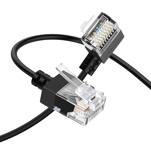Cat6A Ethernet Cable 90 Degree Right Angled 3.3FT, Flexible Slim & Ultra Thin by Thzzhnno