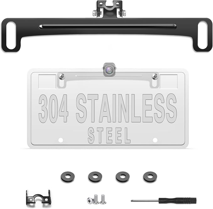 Pixelman Universal Car Rear View Camera License Plate Bracket, Upgraded Full by Pixelman