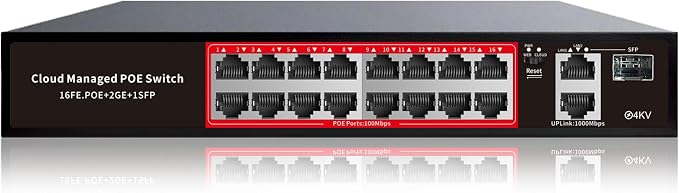 PoE Switch, 16 Port Managed POE+ Ethernet Switch, 240W Built-in Power, Support by STEAMEMO