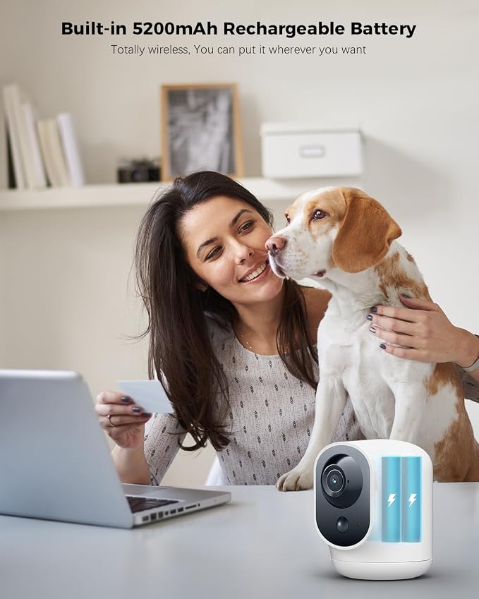 COCOCAM 2PCS Battery WiFi Indoor Security Camera Wireless, 5200mAh Battery - Image 2