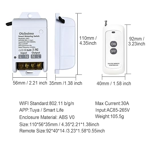30A Heavy Duty WiFi Wireless Smart Switch - Image 3