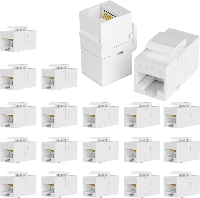 RJ45 Coupler Cat6 Keystone Jack 20-Pack, Female to Female UTP Inline Ethernet by VANDESAIL
