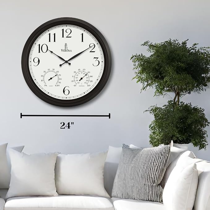 24 inch Outdoor Clocks for Patio Large Waterproof - Image 2