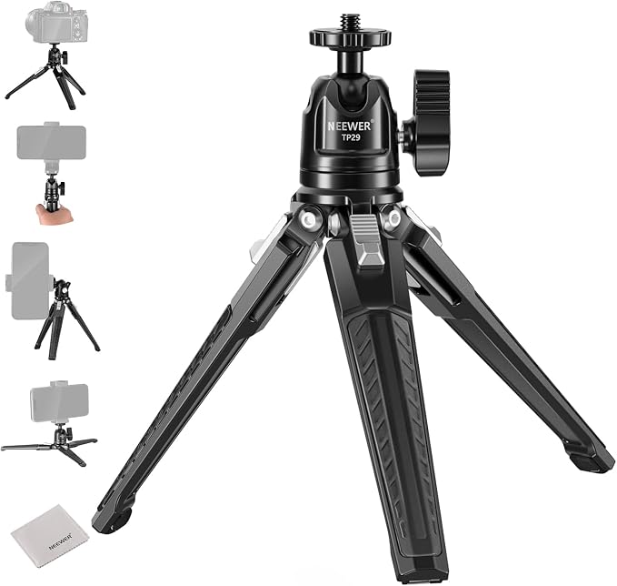 NEEWER Mini Desk Tripod, Metal Table Top Small Portable Travel Selfie Stick by Neewer