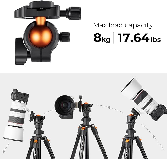 K&F CONCEPT 64 inch/163 cm Camera Tripod, Lightweight Travel Outdoor DSLR - Image 4