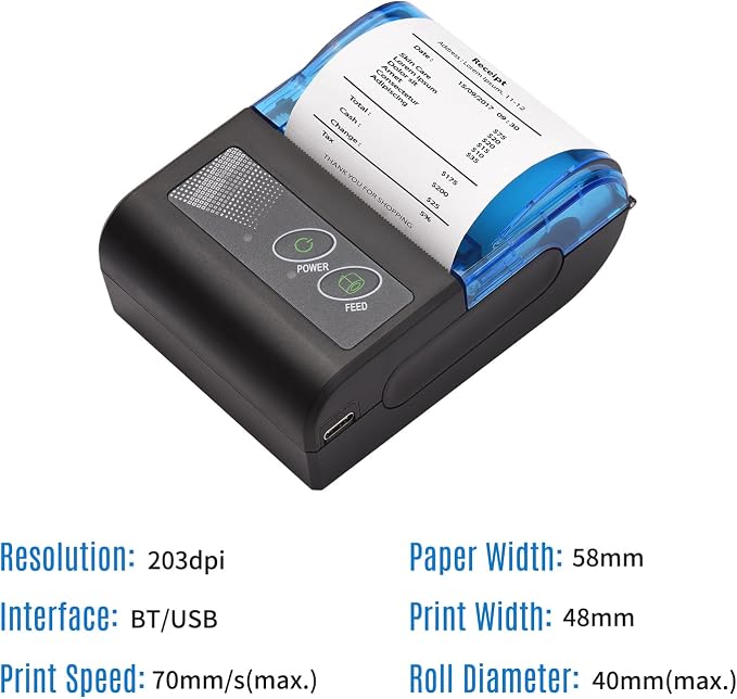Receipt Printer, Sunydog Portable Mini Thermal Receipt Printers USB Receipt - Image 4