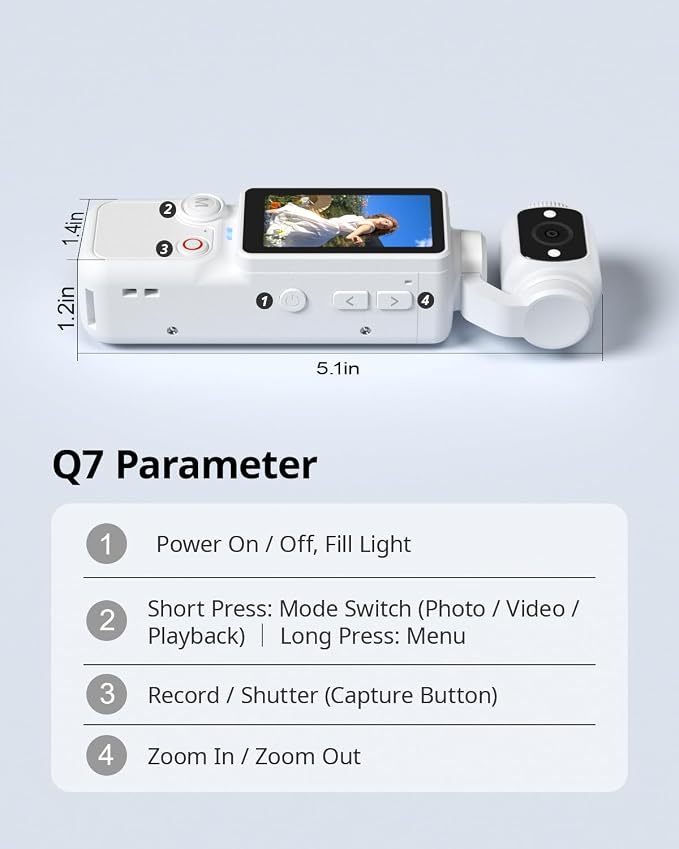 Portable Video Recorder with 180° Rotating Lens, Vlogging Camera, Pocket Body - Image 3