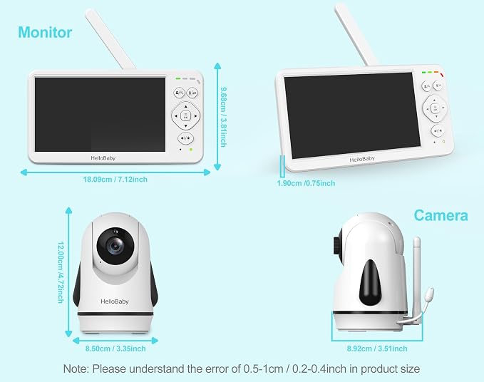 HelloBaby Baby Monitor with Camera and Audio, No WiFi 30H Battery 4000mAh - Image 9