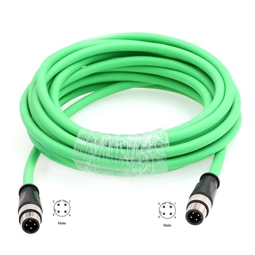 M12 Network Profinet Ethernet Encoder Reader Sensor Cable, 4 Pin D Code to 4 - Image 2