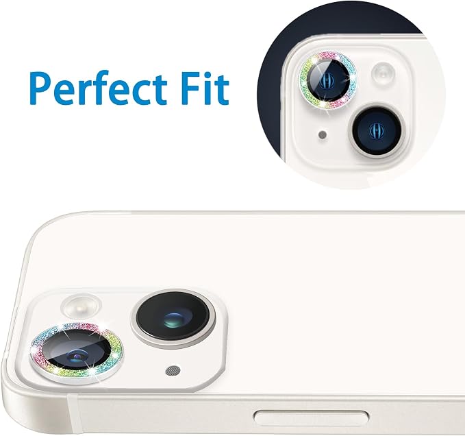 Compatible with iPhone 15 & 15 Plus Camera Lens Protector, Bling Glitter 9H - Image 6