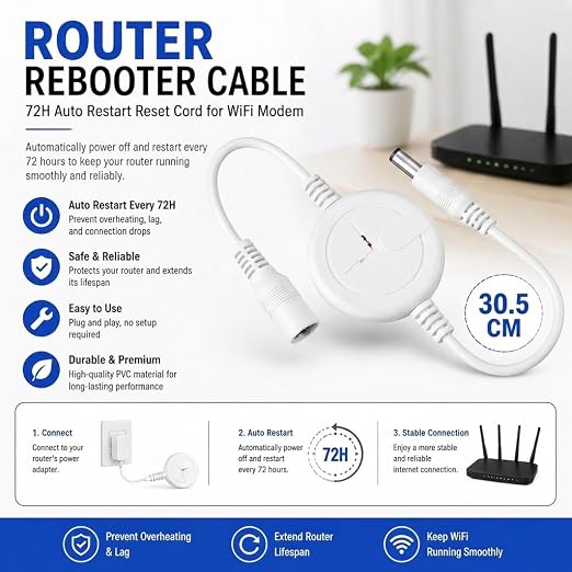 Router Rebooter Cable, 72H Auto Restart Reset Cord - Image 5