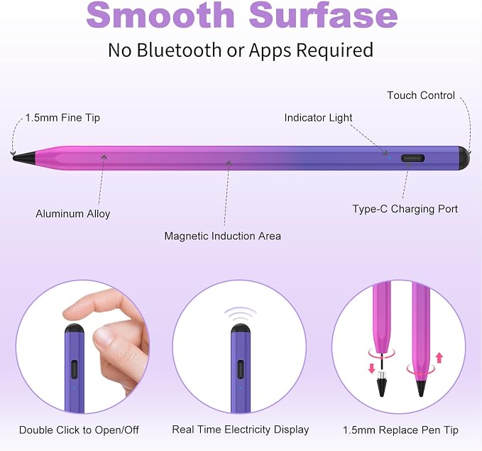 Stylus Pen for iOS&Android Touch Screens, Active Pencil for Samsung, Smart - Image 5