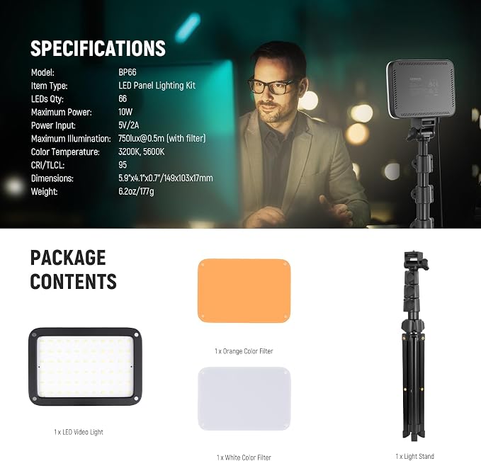 NEEWER Basics LED Video Light Panel Lighting Kit, Bi Color Dimmable Portable - Image 8