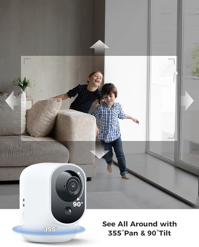 COCOCAM 2PCS Battery WiFi Indoor Security Camera Wireless, 5200mAh Battery - Image 3