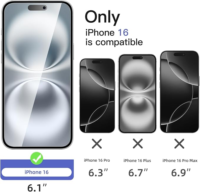 NEW'C 3x Privacy for iPhone 16 Screen Protector+ 3x Camera Lens Protector - Image 2