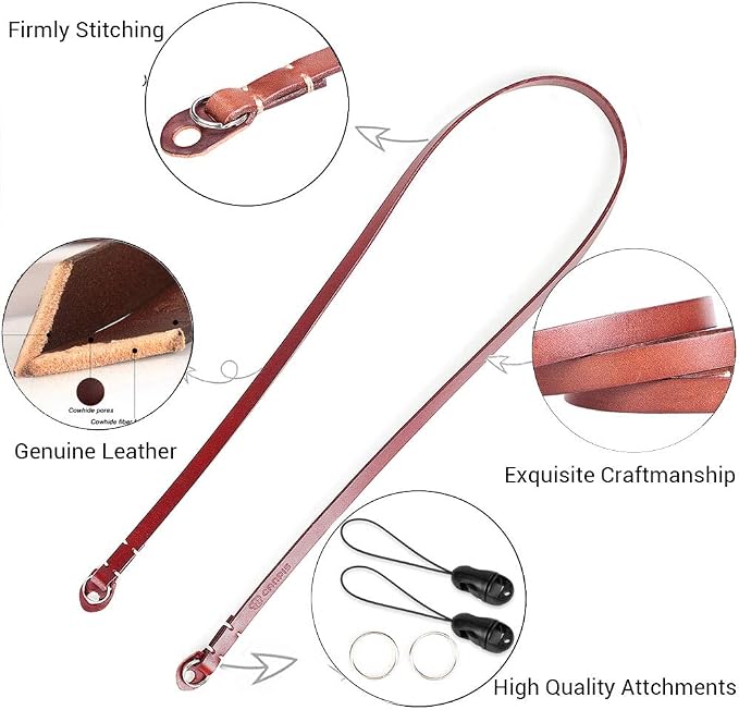 Genuine Leather Camera Neck Shoulder Strap Compatible - Image 3
