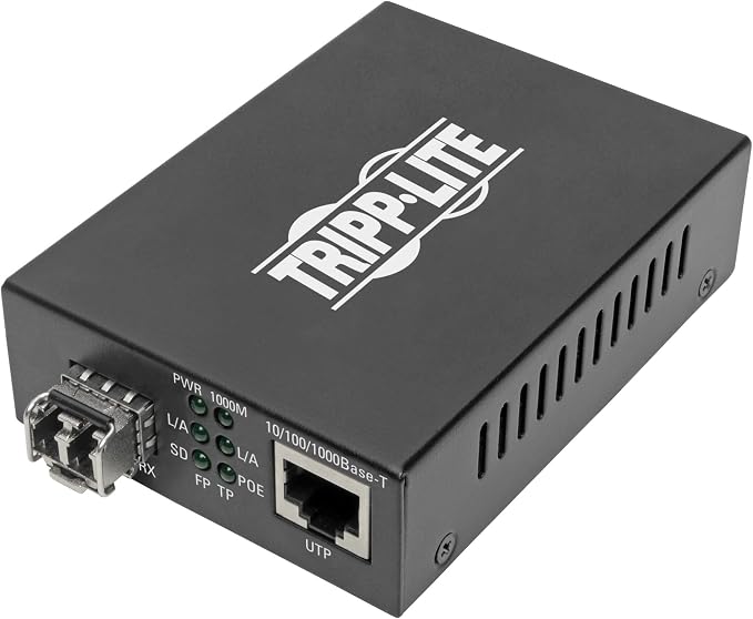 TRIPP LITE Multimode Fiber Optic to RJ45 Ethernet, PoE+ 48 VDC, 10/100/1000 Mbps by TrippLite