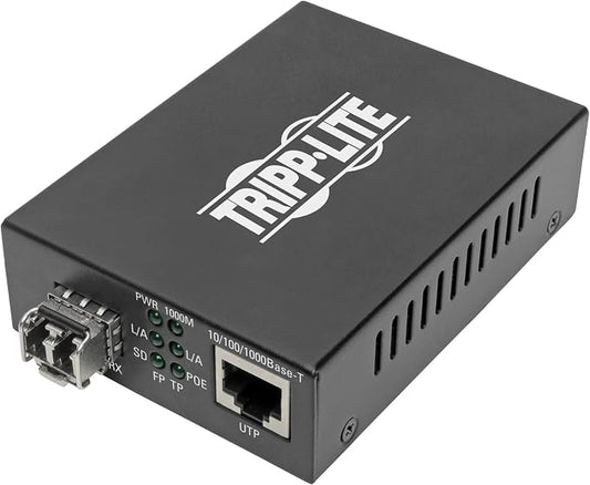 TRIPP LITE Multimode Fiber Optic to RJ45 Ethernet, PoE+ 48 VDC, 10/100/1000 Mbps by TrippLite