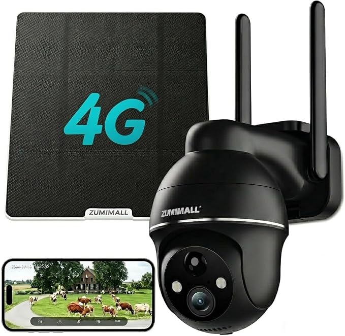 ZUMIMALL 4G LTE Cellular Security Cameras Wireless Outdoor, 2K No WiFi Cameras by ZUMIMALL