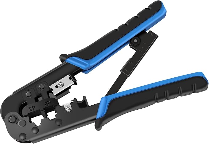 RJ45 Crimp Tool for Cat5 Cat5e Cat6, 8P/RJ-45 Crimp, Cut and Strip RJ45 by YWNEGWE