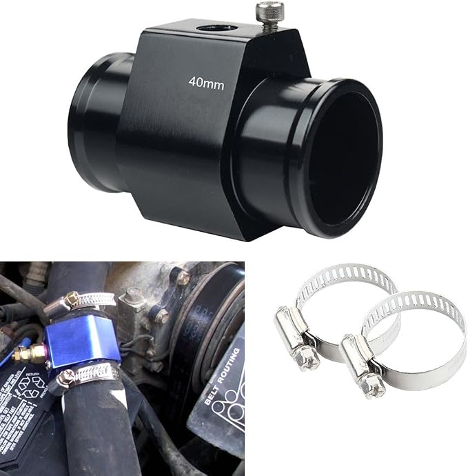 Dewhel Aluminum Black Water Temp Meter Temperature Gauge Joint Pipe Radiator by DEWHEL