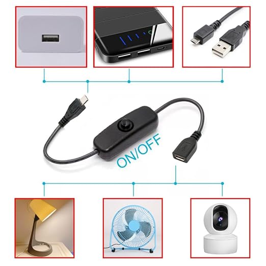chenyang Micro USB Power Switch Extension Cable Micro USB Male to Female - Image 3