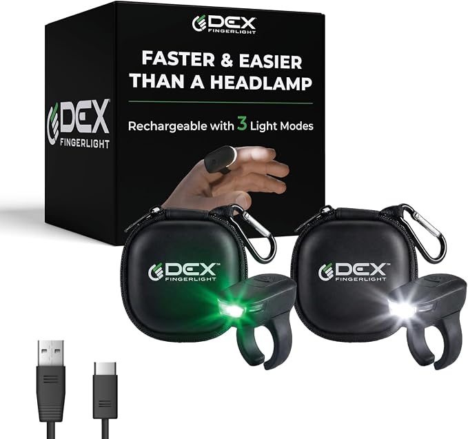 2-Pack, High Tech Wearable LED Flashlight, Faster and Easier Than a Headlamp by DEXFINGERLIGHT