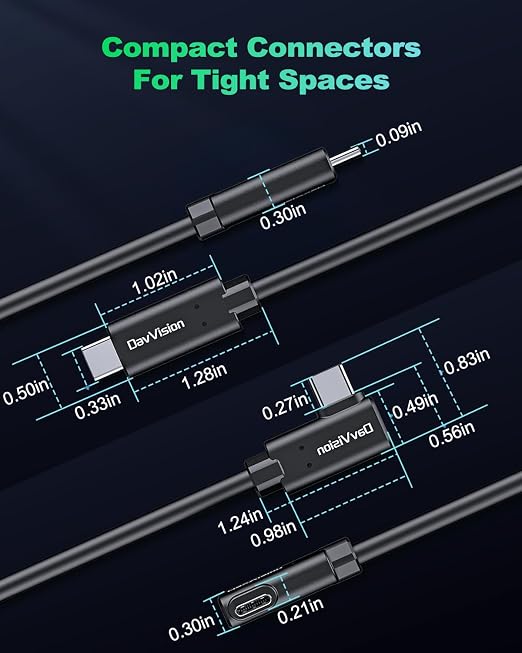 Long Tether Cable 25FT, USB C Fiber Optic Cable Right Angle, PD 60W & 10Gbps - Image 9